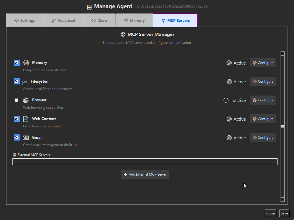 MCP Manager Interface